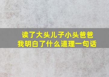 读了大头儿子小头爸爸我明白了什么道理一句话