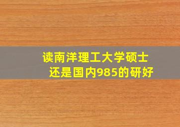 读南洋理工大学硕士还是国内985的研好