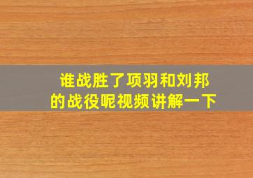 谁战胜了项羽和刘邦的战役呢视频讲解一下