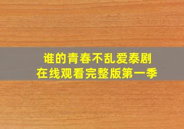 谁的青春不乱爱泰剧在线观看完整版第一季