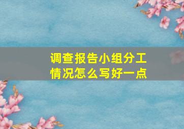 调查报告小组分工情况怎么写好一点