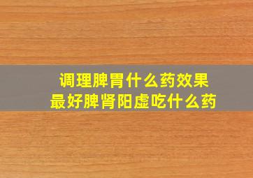 调理脾胃什么药效果最好脾肾阳虚吃什么药