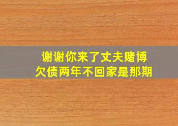 谢谢你来了丈夫赌博欠债两年不回家是那期