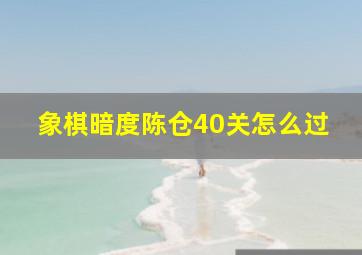 象棋暗度陈仓40关怎么过