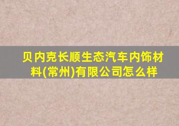 贝内克长顺生态汽车内饰材料(常州)有限公司怎么样