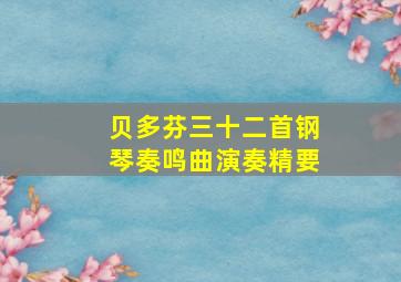 贝多芬三十二首钢琴奏鸣曲演奏精要