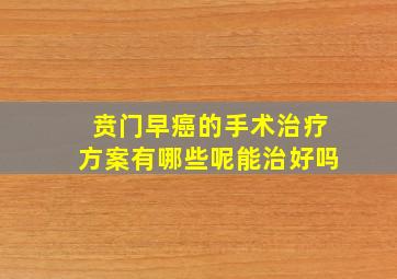 贲门早癌的手术治疗方案有哪些呢能治好吗