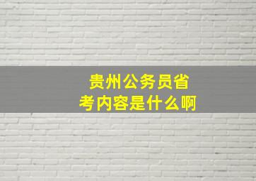 贵州公务员省考内容是什么啊