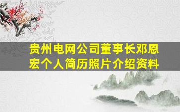 贵州电网公司董事长邓恩宏个人简历照片介绍资料