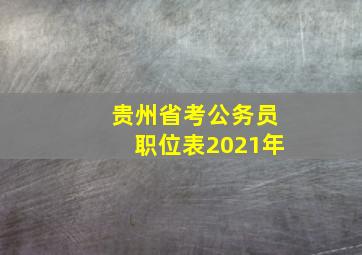 贵州省考公务员职位表2021年