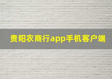 贵阳农商行app手机客户端