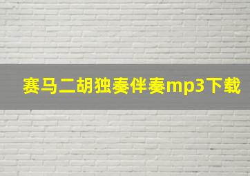 赛马二胡独奏伴奏mp3下载