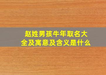 赵姓男孩牛年取名大全及寓意及含义是什么