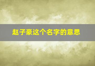 赵子豪这个名字的意思