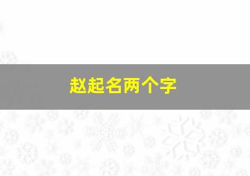 赵起名两个字