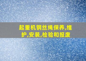 起重机钢丝绳保养,维护,安装,检验和报废