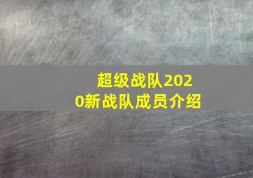 超级战队2020新战队成员介绍