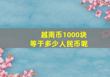 越南币1000块等于多少人民币呢