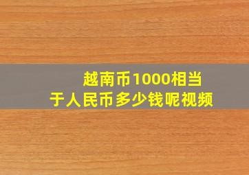 越南币1000相当于人民币多少钱呢视频