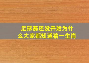 足球赛还没开始为什么大家都知道猜一生肖