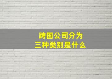 跨国公司分为三种类别是什么