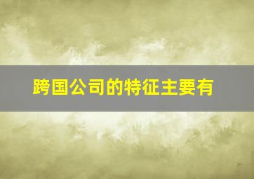 跨国公司的特征主要有