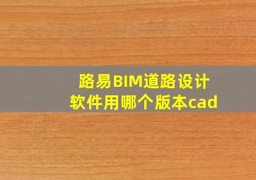 路易BIM道路设计软件用哪个版本cad