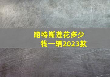 路特斯莲花多少钱一辆2023款