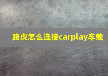 路虎怎么连接carplay车载