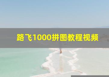 路飞1000拼图教程视频