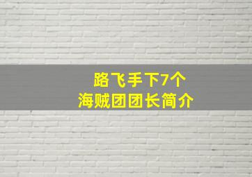 路飞手下7个海贼团团长简介