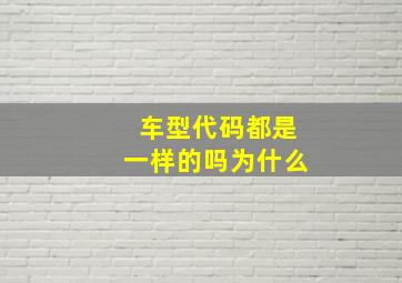 车型代码都是一样的吗为什么