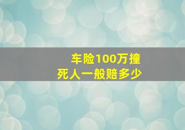 车险100万撞死人一般赔多少