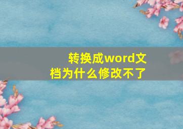 转换成word文档为什么修改不了