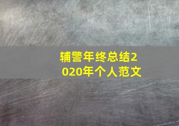 辅警年终总结2020年个人范文