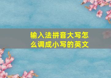 输入法拼音大写怎么调成小写的英文