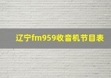 辽宁fm959收音机节目表