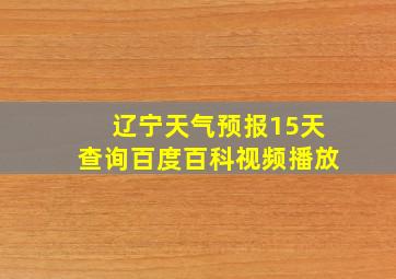 辽宁天气预报15天查询百度百科视频播放