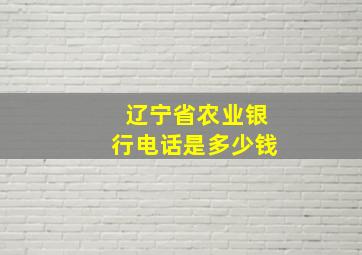 辽宁省农业银行电话是多少钱