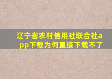 辽宁省农村信用社联合社app下载为何直接下载不了