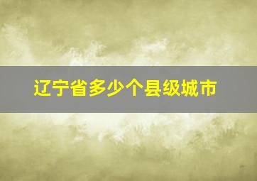 辽宁省多少个县级城市