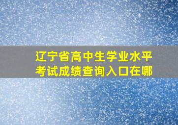 辽宁省高中生学业水平考试成绩查询入口在哪