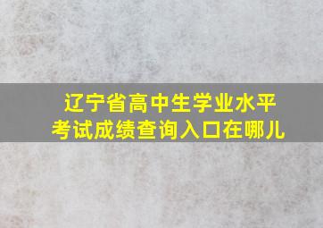 辽宁省高中生学业水平考试成绩查询入口在哪儿