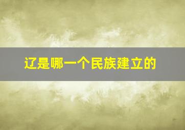 辽是哪一个民族建立的