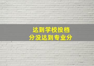 达到学校投档分没达到专业分