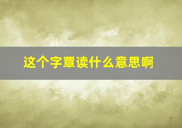 这个字覃读什么意思啊