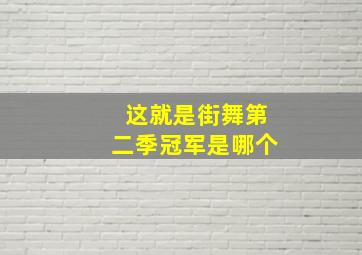 这就是街舞第二季冠军是哪个