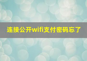 连接公开wifi支付密码忘了