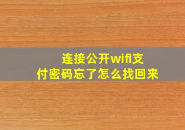 连接公开wifi支付密码忘了怎么找回来