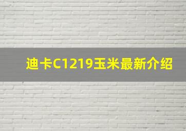 迪卡C1219玉米最新介绍